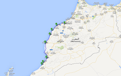 kaart-kustroute-marokko-heritage-travel